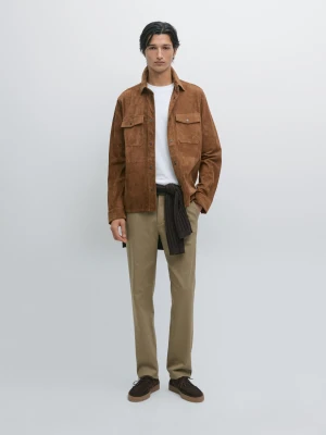 Spodnie Z Fakturą O Kroju Slim - Opalony - - Massimo Dutti - Mężczyzna