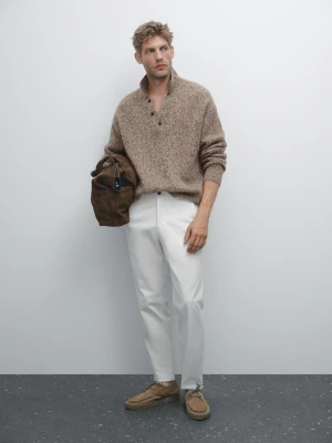 Spodnie Z Fakturą O Kroju Slim - Piaskowy - - Massimo Dutti - Mężczyzna