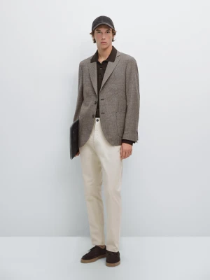 Spodnie Z Fakturą O Kroju Slim - Popielaty - - Massimo Dutti - Mężczyzna
