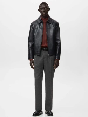 Spodnie z flaneli regular fit z zaszewkami ciemnoszary - Mężczyzna - - MANGO MAN