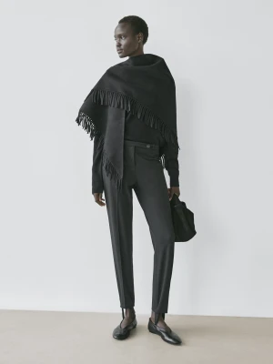 Spodnie Z Gumką U Dołu - Czarny - - Massimo Dutti - Kobieta