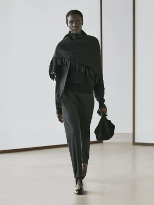 Spodnie Z Gumką U Dołu - Czarny - - Massimo Dutti - Kobieta