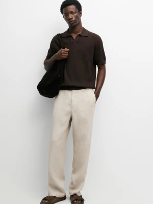 Spodnie Z Gumką W Pasie Ze 100% Lnu - Beżowy - Massimo Dutti - Male