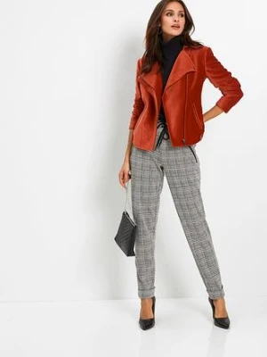 Spodnie z gumką w talii w kratę glencheck bonprix