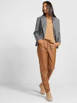 Spodnie z gumką w talii, z imitacji skóry bonprix