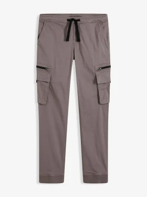 Spodnie z gumką w talii, ze stretchem, regular fit BonPrix szary