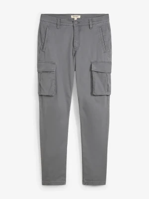 Spodnie z kieszeniami cargo, z czystej bawełny z domieszką stretchu, regular fit, straight BonPrix szary