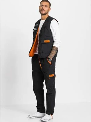 Spodnie z kieszeniami cargo, z gumką w talii, o kroju relaxed fit,  straight bonprix