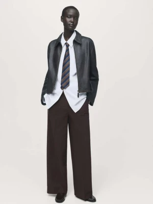 Spodnie z lampasami czekoladowy - Kobieta - - MANGO