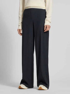 Spodnie z lejącego materiału ze wzorem w cienkie prążki Review