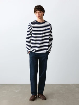 Spodnie z lnu i bawełny z guzikiem granatowy - Chłopak - - MANGO TEEN