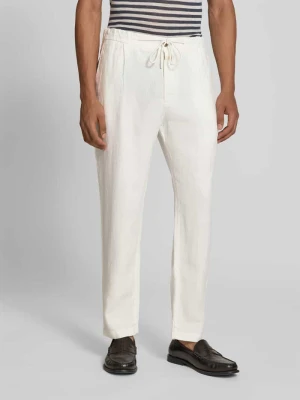 Spodnie z lnu, krój tapered fit Closed Biały