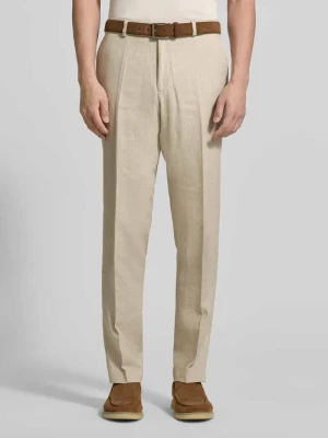 Spodnie z lnu o kroju slim fit z dodatkiem wełny i wiskozy model 'Shiver' carl gross