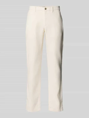 Spodnie z lnu o kroju slim fit z wyhaftowanym logo model 'DENTON SORONA' Tommy Hilfiger