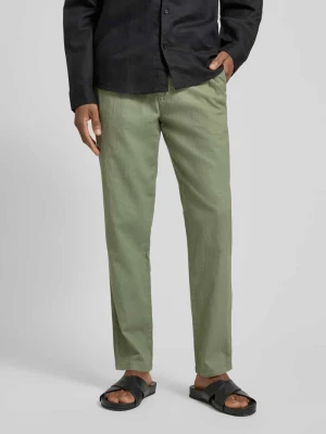 Spodnie z lnu o kroju straight fit z elastycznym pasem Model 'Barton' Matinique