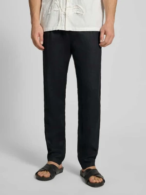 Spodnie z lnu o kroju tapered z szlufkami na pasek model 'OSBY JOGGER' Marc O'Polo