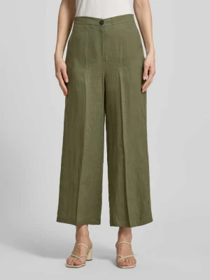 Spodnie z lnu z zakładkami w kroju wide fit model 'CLAVA' Emme