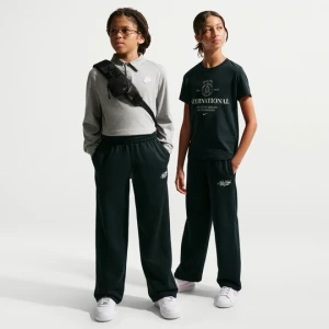 Spodnie z luźnymi nogawkami dla dużych dzieci Nike Club Fleece - Czerń
