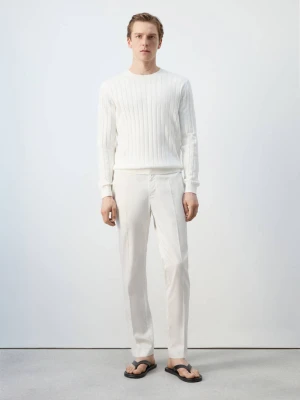 Spodnie z lyocellu regular fit złamana biel - Mężczyzna - - MANGO MAN