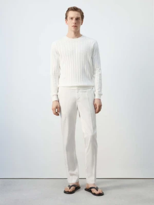 Spodnie z lyocellu regular fit złamana biel - Mężczyzna - - MANGO MAN