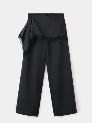 Spodnie z lyocellu z wysokim stanem czarny - Kobieta - - MANGO