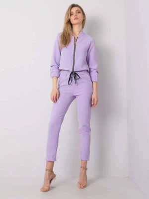 Spodnie z materiału jasny fioletowy casual materiałowe Merg