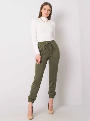 Spodnie z materiału khaki casual materiałowe Merg selection