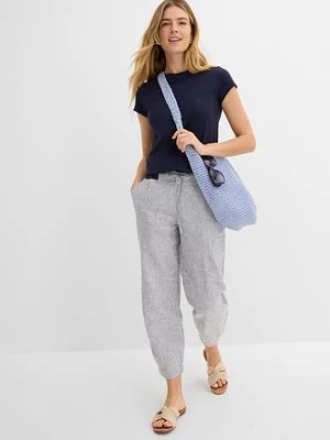 Spodnie z materiału z lnem, dł. 7/8 bonprix