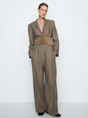 Spodnie Z Melanżowym Wykończeniem – Studio - Zielonkawy - Massimo Dutti - Female