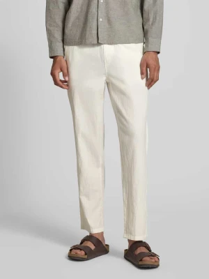 Spodnie z mieszanki bawełny i lnu z elastycznym pasem Blend