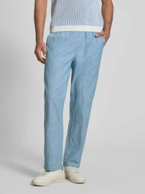 Spodnie z mieszanki bawełny i lnu z elastycznym pasem Blend