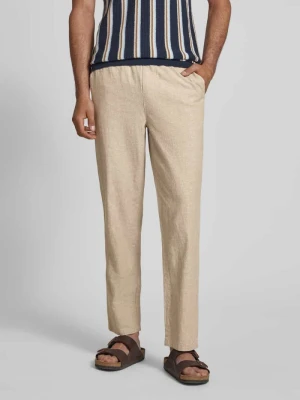 Spodnie z mieszanki bawełny i lnu z elastycznym pasem Blend