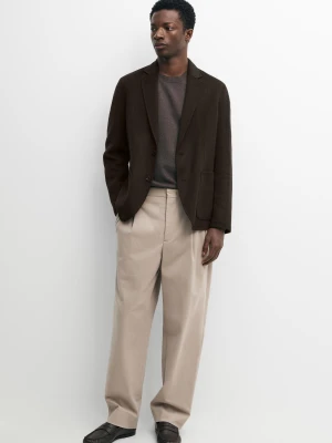 Spodnie Z Mieszanki Bawełny Z Zakładkami - Szary Mysi - Massimo Dutti - Male