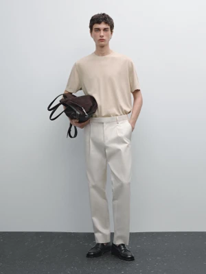 Spodnie Z Mieszanki Bawełny Ze Stretchem - Surowy - - Massimo Dutti - Mężczyzna