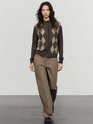 Spodnie Z Mieszanki Bawełny Ze Stretchem - Szarobrązowy - Massimo Dutti - Female