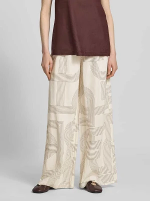 Spodnie z mieszanki lnu i elastanu we wzorze na całej powierzchni comma