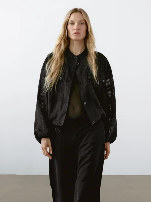 Spodnie Z Mieszanki Lnu Z Gumką W Pasie - Czarny - - Massimo Dutti - Female