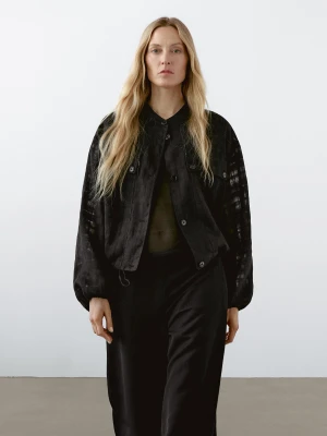 Spodnie Z Mieszanki Lnu Z Gumką W Pasie - Czarny - - Massimo Dutti - Kobieta