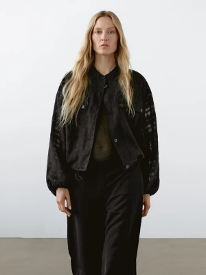 Spodnie Z Mieszanki Lnu Z Gumką W Pasie - Czarny - - Massimo Dutti - Kobieta