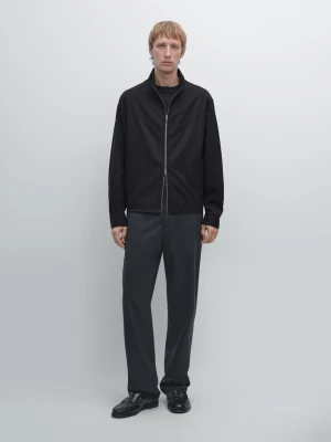 Spodnie Z Mieszanki Wełny - Granatowy - - Massimo Dutti - Male