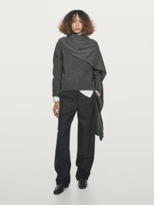 Spodnie Z Mieszanki Wełny W Paski - Ciemnoszary - - Massimo Dutti - Kobieta