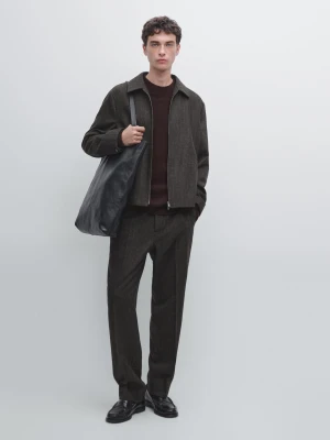 Spodnie Z Mieszanki Wełny W Paski - Szary - - Massimo Dutti - Mężczyzna