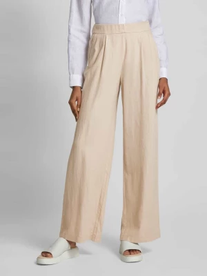 Spodnie z mieszanki wiskozy i lnu w jednolitym kolorze Vila