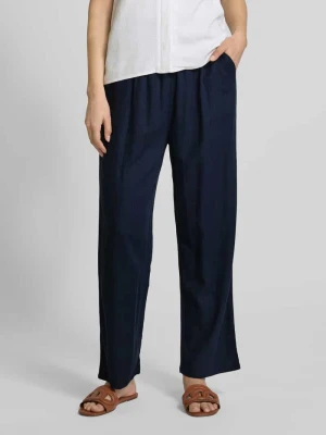 Spodnie z mieszanki wiskozy i lnu z elastycznym pasem Apricot