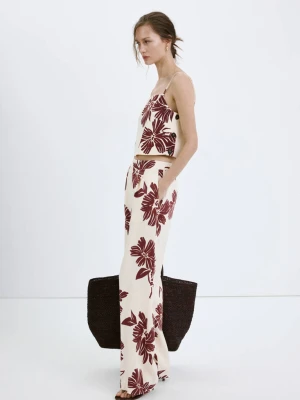 Spodnie z nadrukiem i zaszewkami kremowy / écru - Kobieta - - MANGO