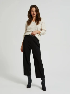 Spodnie z nogawkami w kant czarne Moodo