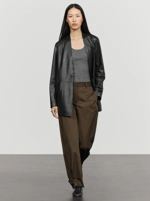 Spodnie Z Ozdobną Patką U Dołu - Szarobrązowy - Massimo Dutti - Female