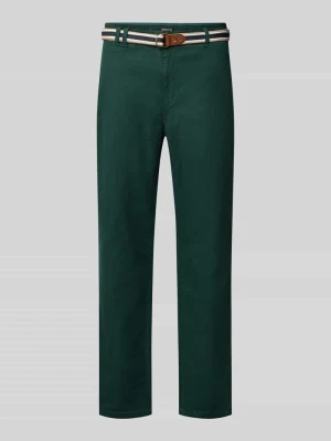 Spodnie z paskiem model 'WARREN' Scotch & Soda Ciemnozielony