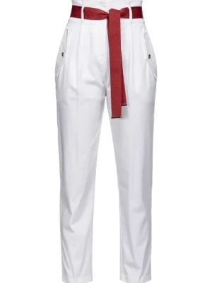Spodnie z paskiem z logo Pinko