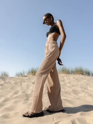 Spodnie z plisowanej BAWEŁNY w kolorze BEIGE SAND - SAN TELMO-M Marsala